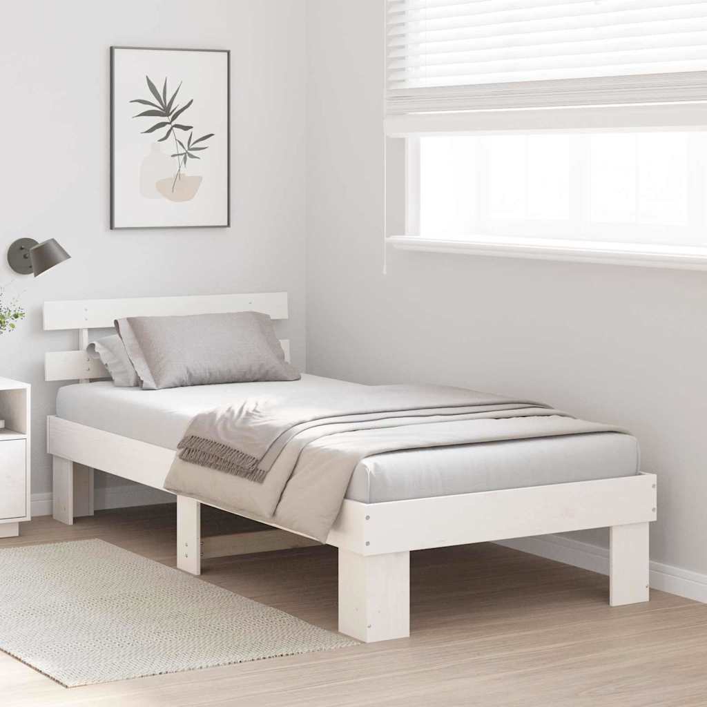 Bed Frame with Headboard White 90 x 190 cm